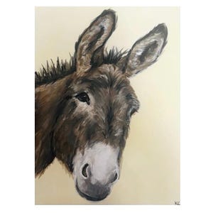 Donkey Painting original on Canvas 12x16 wall decor
