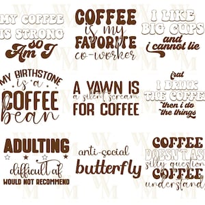 Funny Coffee Quotes SVG Bundle: Coffee Lover Designs (Digital Download