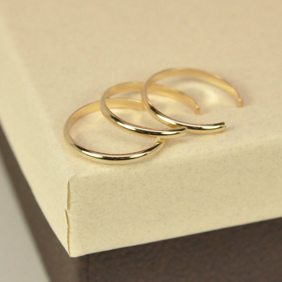 Gold Toe Rings Set of 3 Adjustable Stacking Rings 14k Yellow Etsy