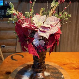 Mini Ceramic Boot with Silk Flowers: Western Table Decor