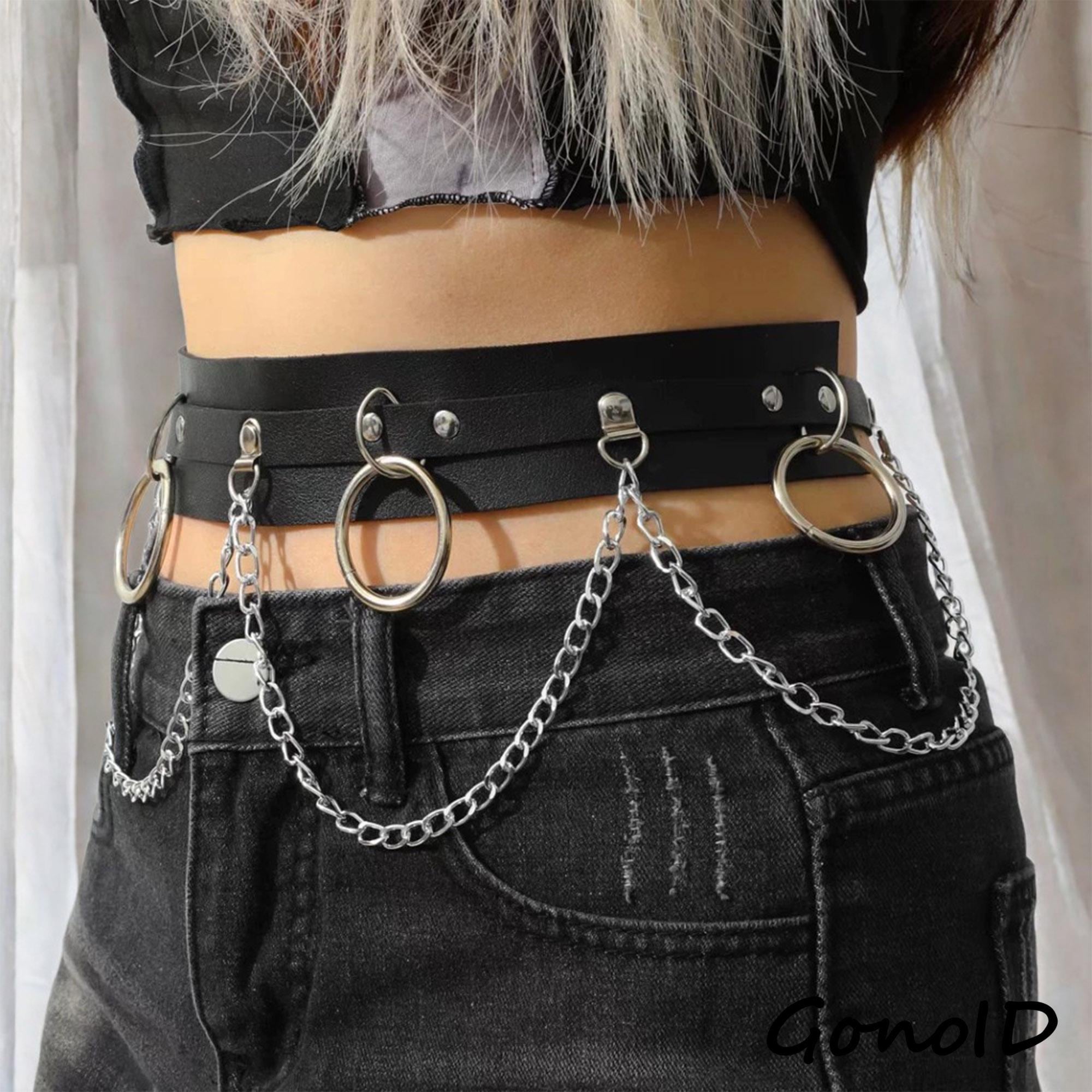 小物 UND WIDE CHAIN BELT Women's Gothic Wide Belt With Metal Big O-ring - Etsy