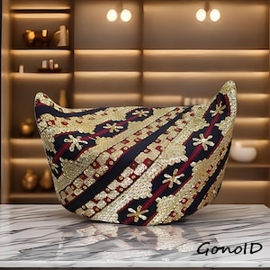 Indonesian Tapis Peci Hat, Handcrafted Perahu Songkok, Traditional Islamic Headwear from Lampung, Unique Indonesian Peci Cap