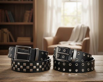 Studded Black Belt With Ribbon Tie | Adjustable Faux Leather  display picture 3