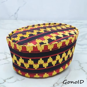 Handmade Peci Hat, Authentic Indonesian Tapis Songkok, Unique Peci Cap from Lampung,Traditional Islamic Headwear with Unique Motifs