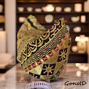 Traditional Lampung Tapis Peci, Hand-Embroidered Indonesian Songkok, Cultural Headwear for Him, Handmade Tapis Cap, Tapis headwear