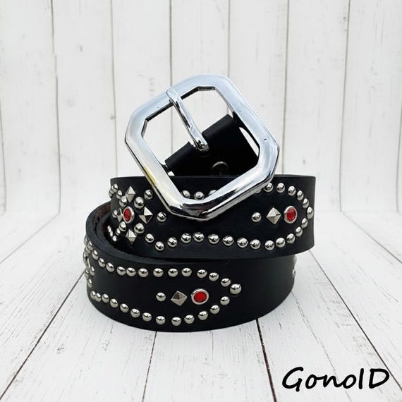 Tirant Studded Leather Belt, Heavy Metal Spike Waistband, Punk