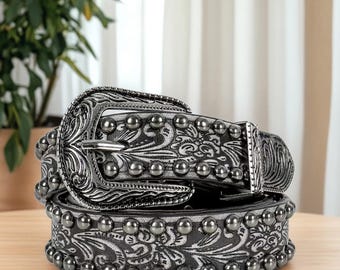 Women's Punk Style Leather Belt  Trendy Goth Emo Waist Accessory