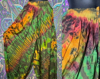 Pantalon ample tie-dye arc-en-ciel unisexe taille élastique yoga salopette sarouel hippie Festival Festie boho hippie boho esprit libre