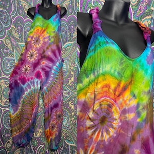 Hand-Dyed Rayon Jumpsuit: Tie Dye Romper, Festival Hippie Clothing