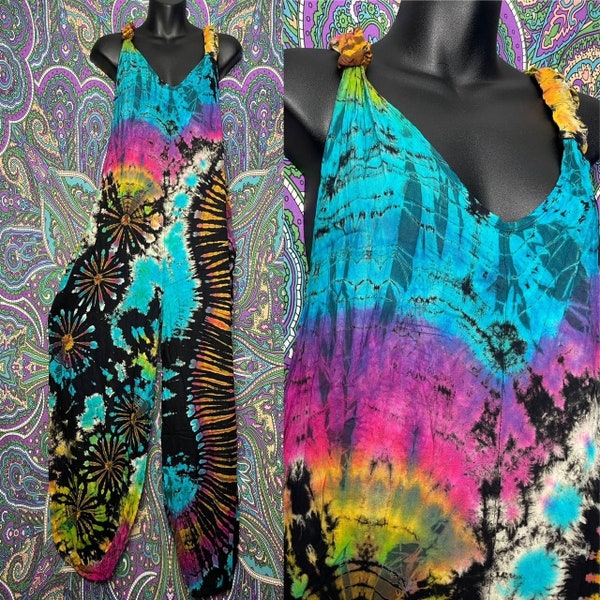 Hand Dyed Jumpsuit Tie Dye Romper Hippie Clothing Harem Festival Dungarees Overalls Festi Festie festifit boho free spirit