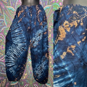 Tie Dye Chill Harem Pants: Rainbow Festival Style Rayon Lapis