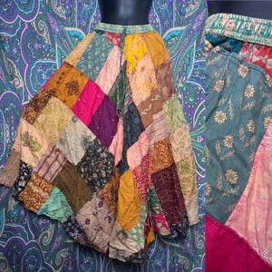 Warm color pocket patchwork skirt cotton Hippie Hippy Festival tan natural festi fit festie free spirit