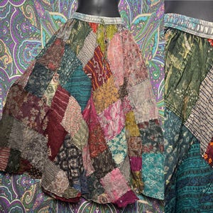 Cool color pocket patchwork skirt Hippie Hippy Festival grey natural festi fit festie free spirit side pockets