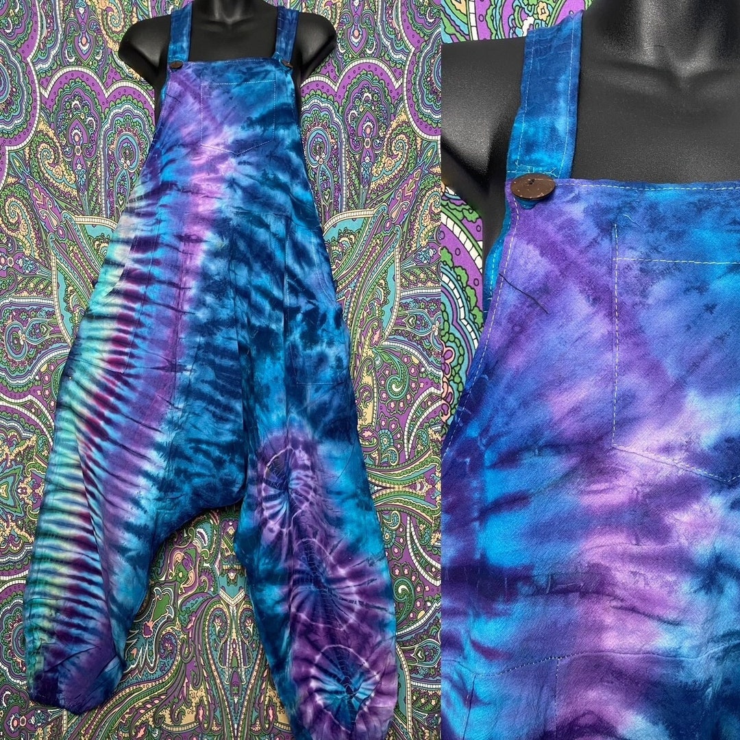 Tie Dye Hippie Harem Jumpsuit With Pockets Unisex Hippy Etsy