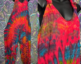 Hand-Dyed Rayon Jumpsuit: Tie Dye Romper, Festival Hippie Clothing