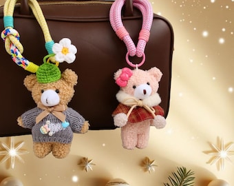 Korean  Plush Doll Bag Charm Keychain – K‑Style Stuffed Toy Accessory, Gift for Her