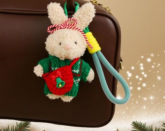 Korean Sweater Bunny & Plush Doll Bag Charm – INS Style Keychain, Gift for Her
