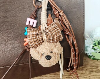 Personalized Name Keychain – Handmade Braided Rope with Gingerbread, Bear & Bunny Charm