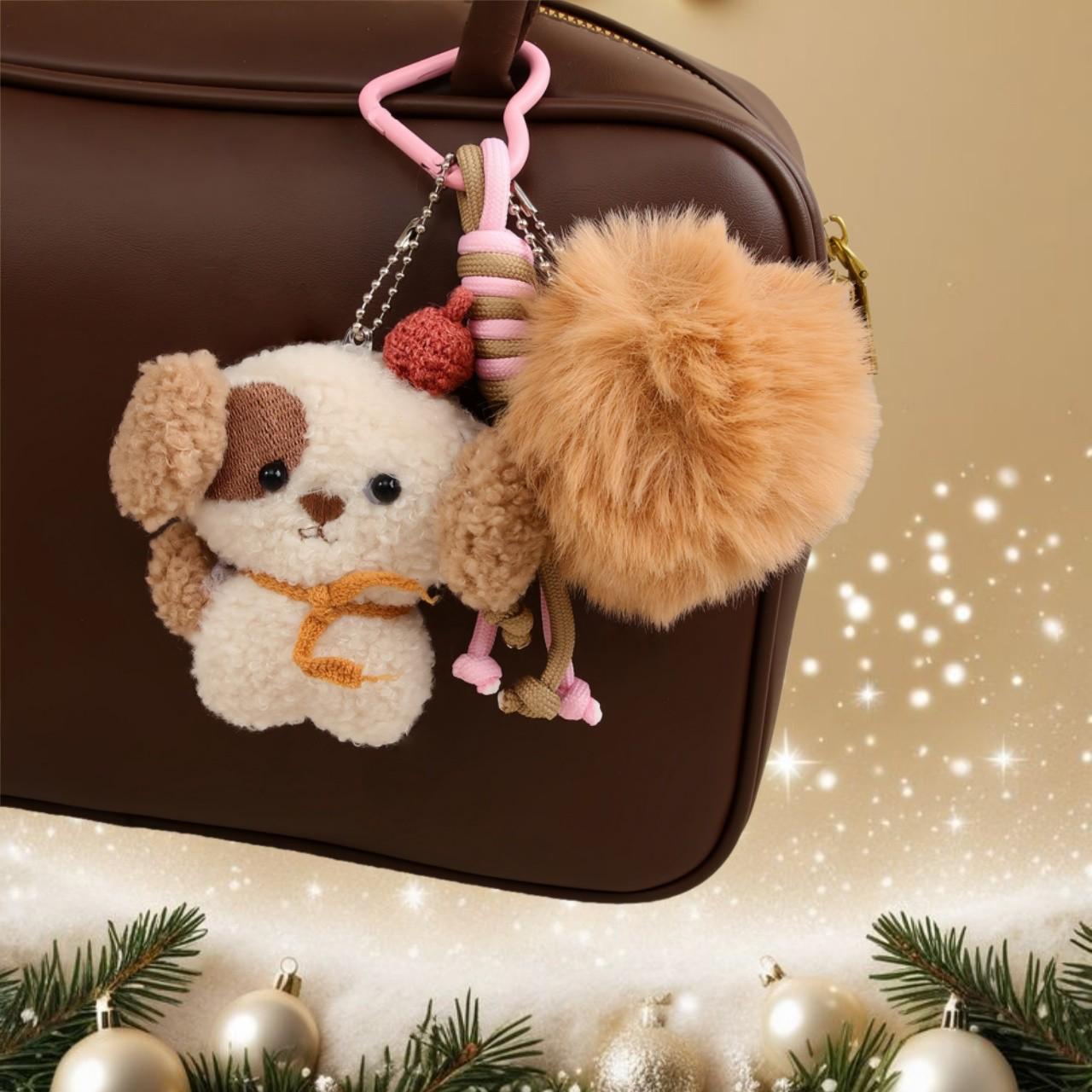 Acquista Portachiavi con fiocco di neve, soffice pompon, portachiavi, borsa per auto, ornamento