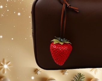 Giant Strawberry Bag Charm Keychain – Miu‑Style Faux Fruit Pendant,  Gift for Her
