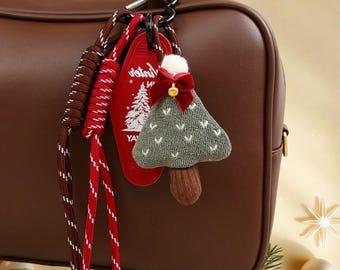 Christmas Bag Charm Keychain – INS Style Woven Strap, Personalized Initial  Gift