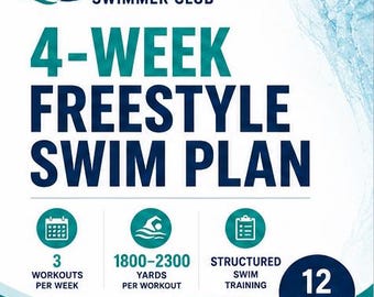 Programa de entrenamiento de estilo libre de 4 semanas / Entrenamientos de natación en carriles 3 veces por semana / PDF de natación