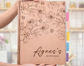 Personalized Wooden Recipe Book: Custom Recipe Binder 3 Ring, Family Cookbook