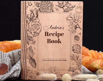 Personalisiertes Rezeptbuch aus Holz: Individuelles Rezeptbuch, Familienkochbuch