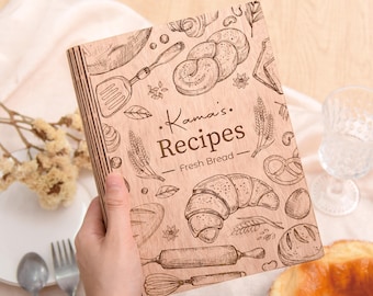 Personalisiertes Rezeptbuch aus Holz: Individuelles Rezeptbuch, Familienkochbuch