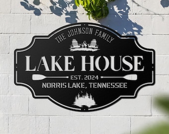 Lake House Sign,Personalized Custom Metal Sign,Lake House Gift,Lakehouse Decor,Custom Family Name Sign,Outdoor Metal Sign,Outdoor Metal Sign
