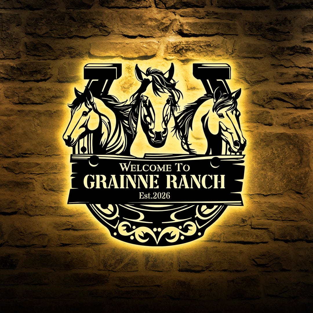 Monogram Ranch Custom Horse Ranch Sign – Personalized Western Metal Wall Art for Horse ...