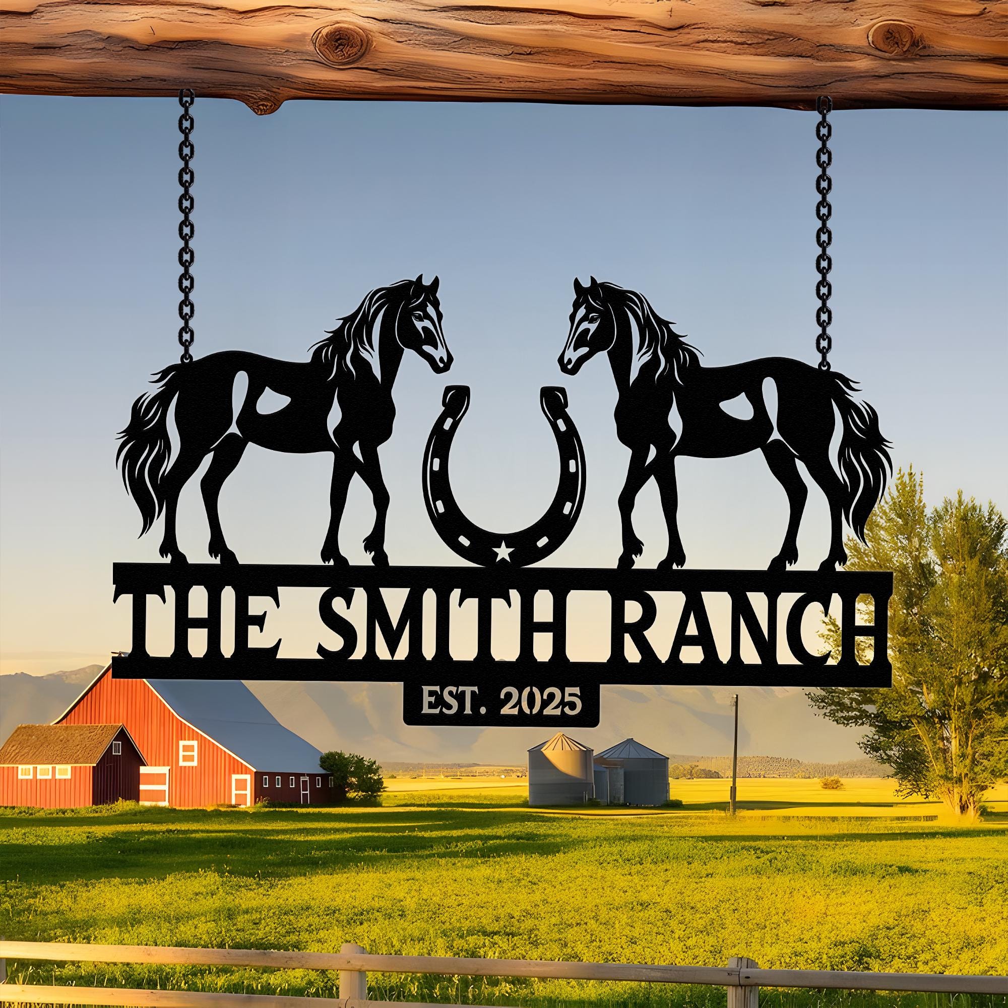 Personalized Horse Ranch Sign, Metal Horse Farm Sign, Outdoor Ranch ...
