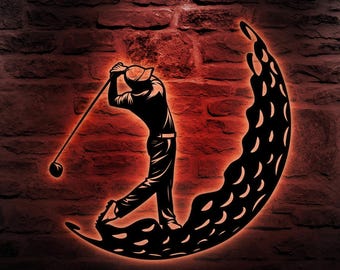 Arte mural de metal personalizado con silueta de golf