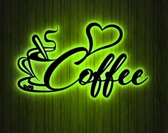 Coffee Bar Metallschild mit minimalistischer Line Art für moderne Wanddekoration