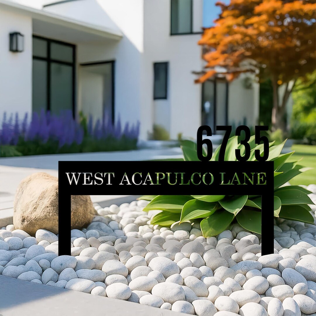 Modern Address Number Metal Stake, Custom House Numbers, Personalized ...