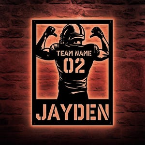 Letrero de fútbol personalizado: regalo de jugador de fútbol, letrero de fútbol personalizado, regalo para la noche de último año de secundaria, regalo de fútbol personalizado para último año.