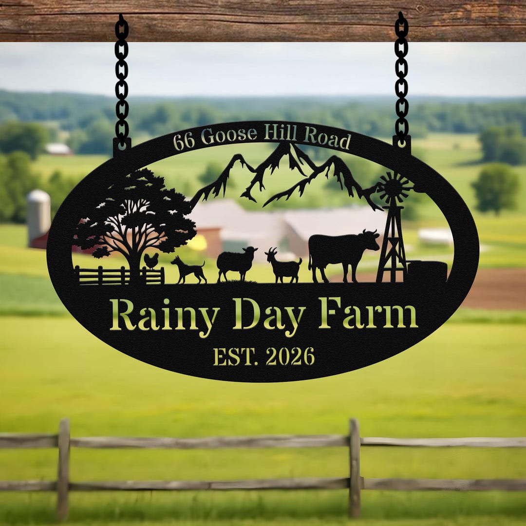 Custom Farmhouse Metal Sign, Personalized Animal Farm Ranch Name Decor ...