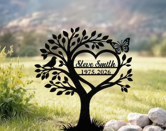 Letrero metálico personalizado para árbol conmemorativo - Decoración personalizada para jardín en memoria de un recuerdo