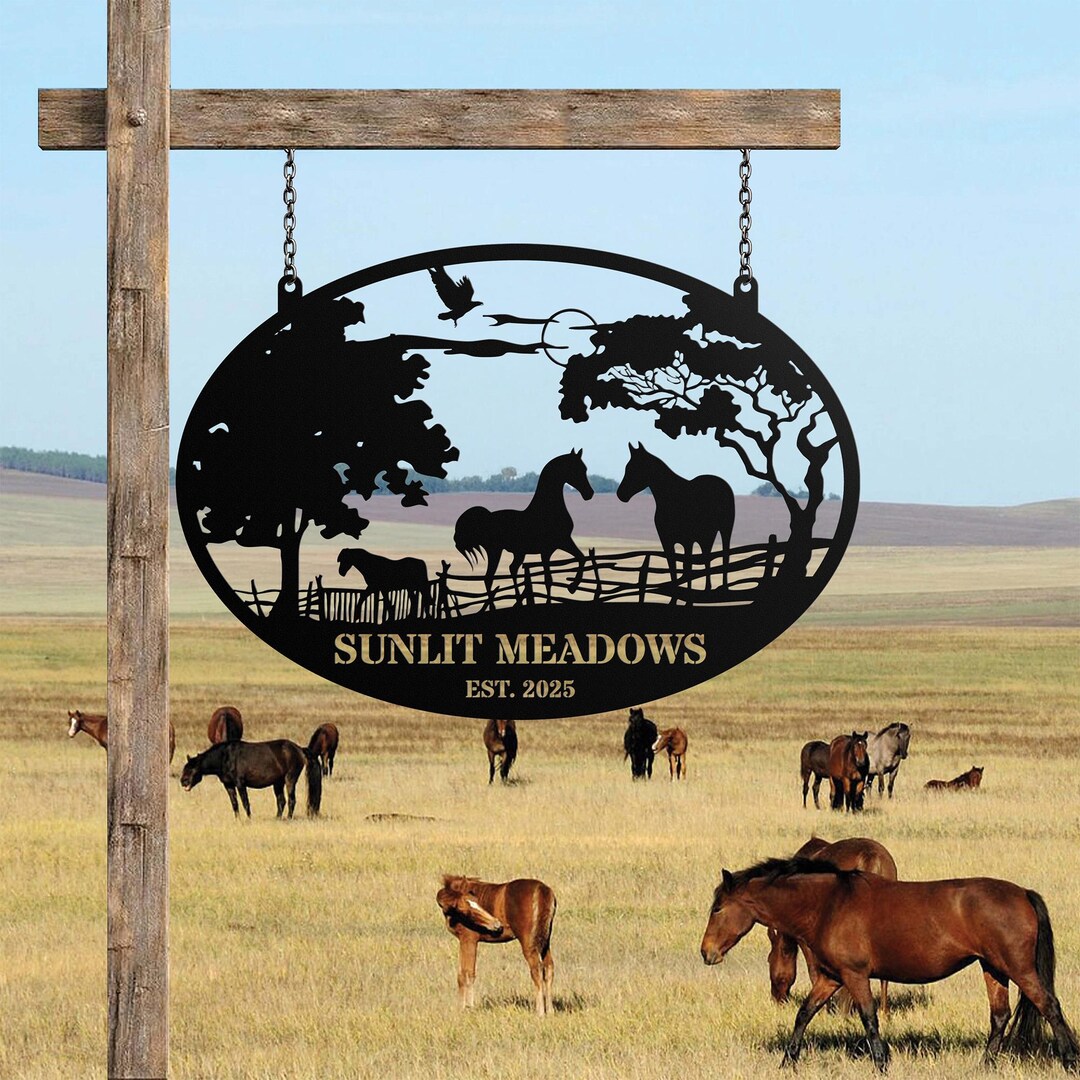 Mq Signs Horse Ranch Sign, Metal Farm Sign, Ranch Sign, Farm Sign, Personalized ...