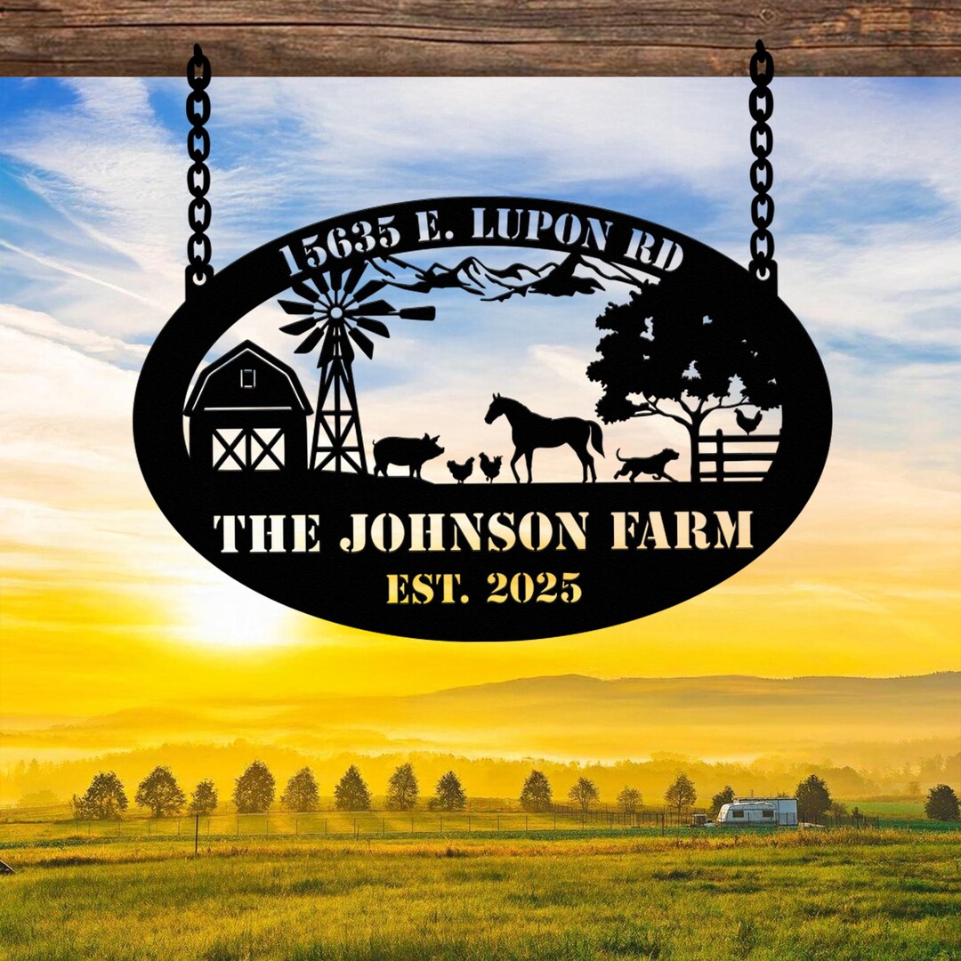 Personalized Metal Farm Sign, Custom Farmhouse Decor, Farmer Gift ...