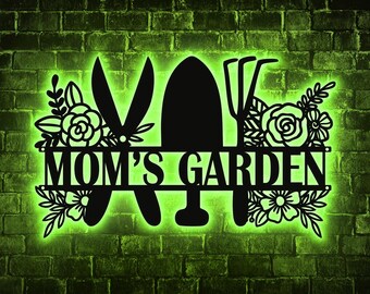 Custom Metal Garden LED Sign, Personalized Rose Garden Sign, Garden or Greenhouse Decor, Personalized Metal Sign, Grandma's Garden Sign