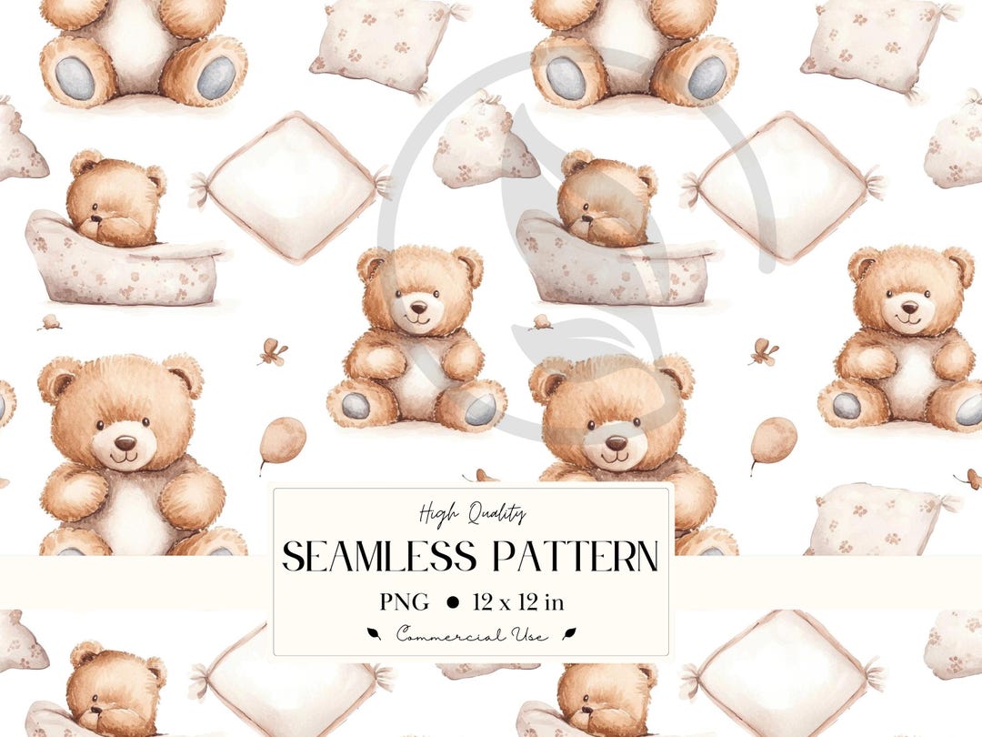 Teddy Bear Nursery Seamless Pattern - Adorable Baby , Design, Digital ...