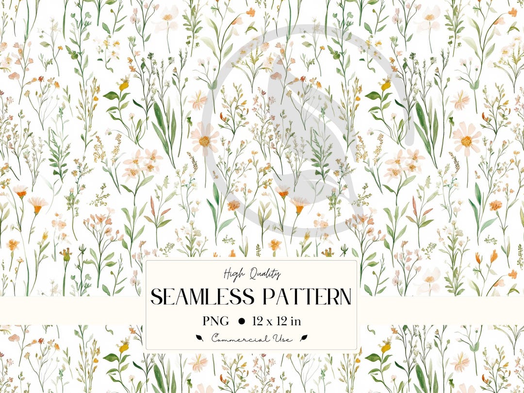 Botanical Print Wildflower Meadow Seamless Craft Supply Tiny Blooms ...