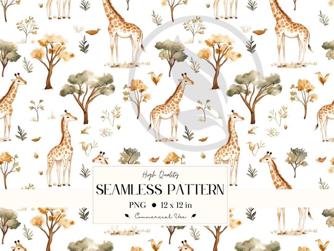 Giraffe and Safari Animals Seamless Pattern - Nursery , Baby Shower ...