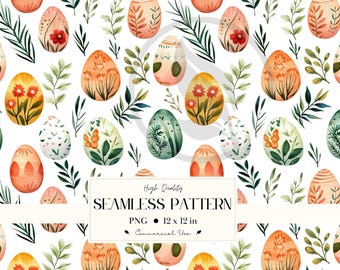 Osterei-nahtloses Muster, Frühlingsgeblümter Hintergrund, frohe Ostern, Aquarelldesign