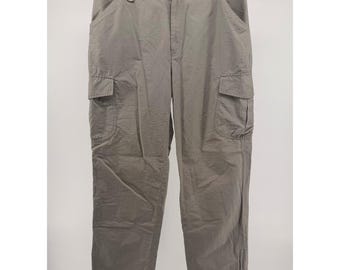 Vintage Ralph Lauren Women Cargo Pants Beige Zip Ankle Size 6 Lightweight