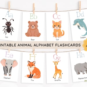 Animal Alphabet Flashcards: ABC Learning Cards for Toddlers (PDF Download, 3 Sizes Included)
