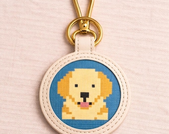 Golden Retriever Needlepoint Pattern, Key Fob Design, Beginner Friendly (PDF Download)
