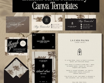 Editable Hotel Stationery Templates | Canva Boutique Hotel Branding Kit | Resort & Airbnb Branding Set | Instant Download