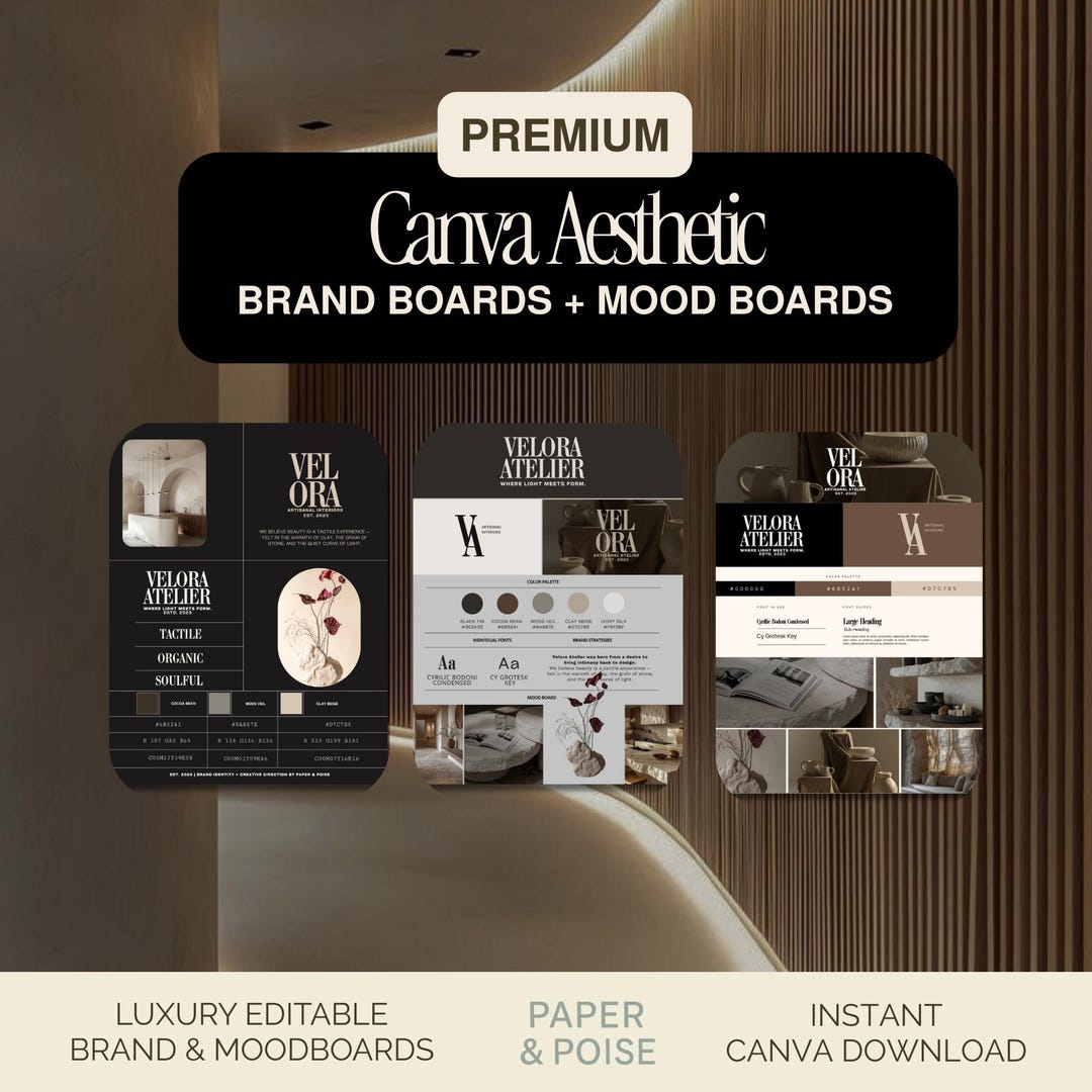 Editable Canva Brand Board Template | Luxury Moodboard & Visual ...